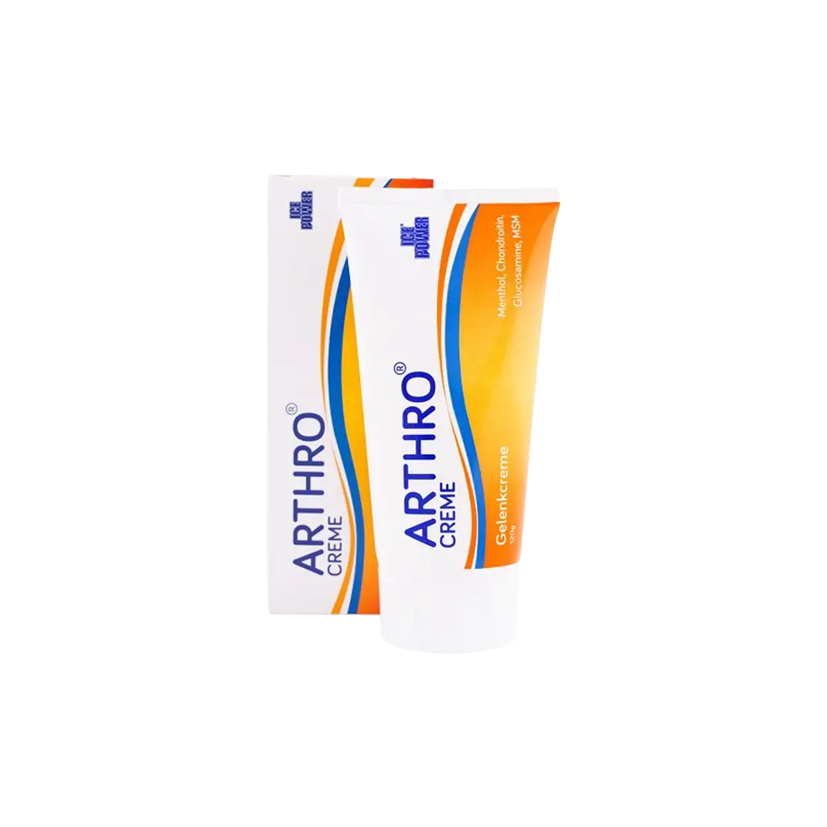 Ice Power Arthro Creme Tube 60 g auf transparentem Hintergrund #menge_60 g
