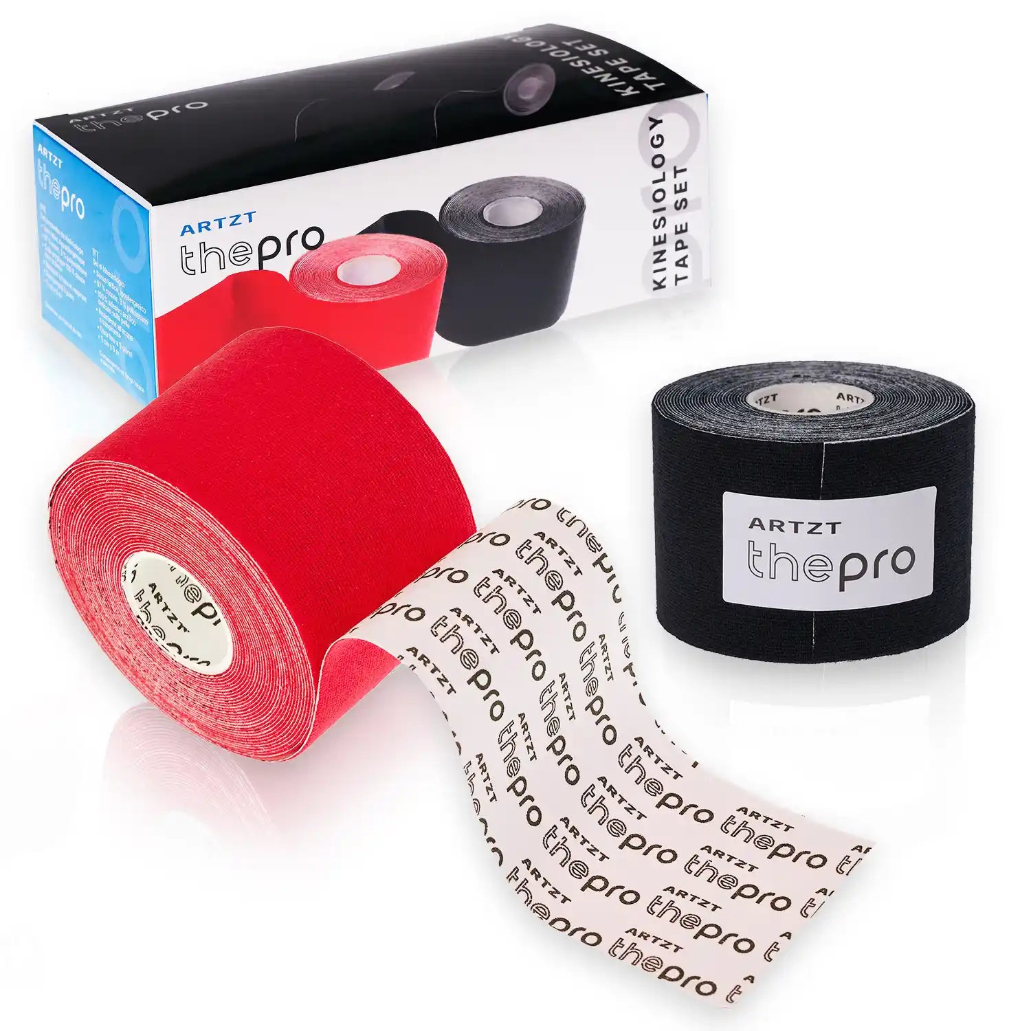 Kinesiologisches Tape 2er Set ARTZT thepro Rot + Schwarz 5