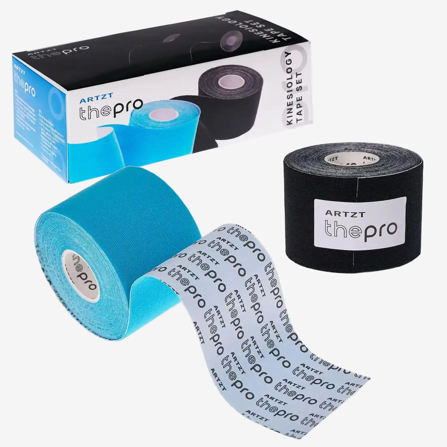 Kinesiologisches Tape 2er Set ARTZT thepro Blau + Schwarz 1