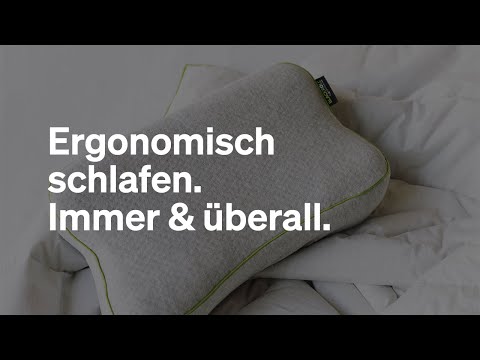 YouTube-Thumbnail des Produktvideos zum BLACKROLL RECOVERY PILLOW. Titel: Ergonomisch schlafen. Immer & überall.