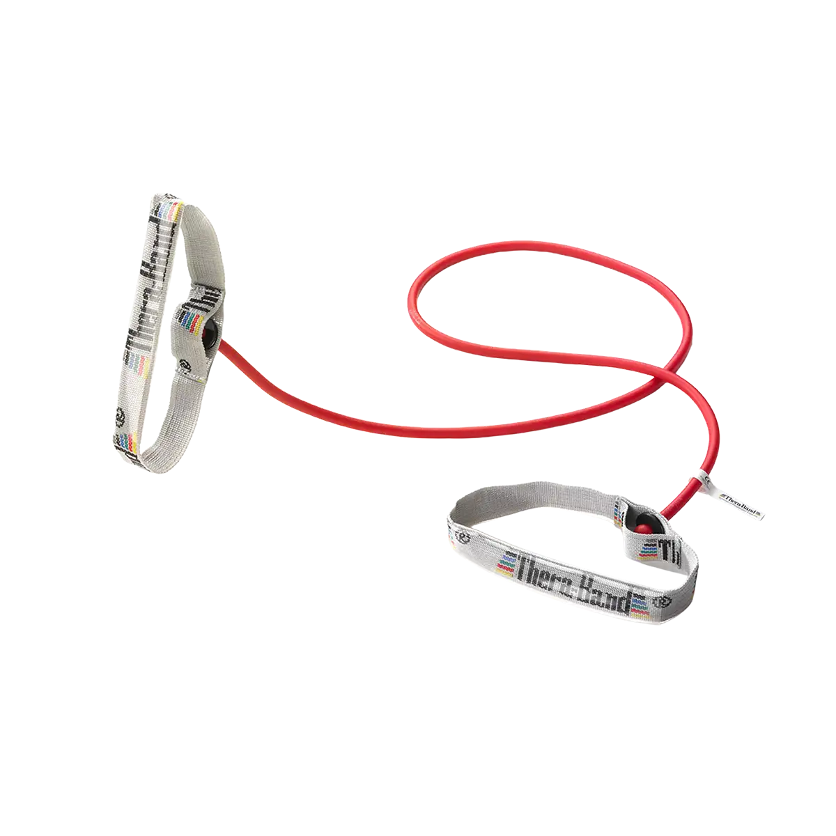 THERABAND Bodytrainer Tubing in rot mit flexiblen Griffen auf transparentem Hintergrund. #farbe_rot