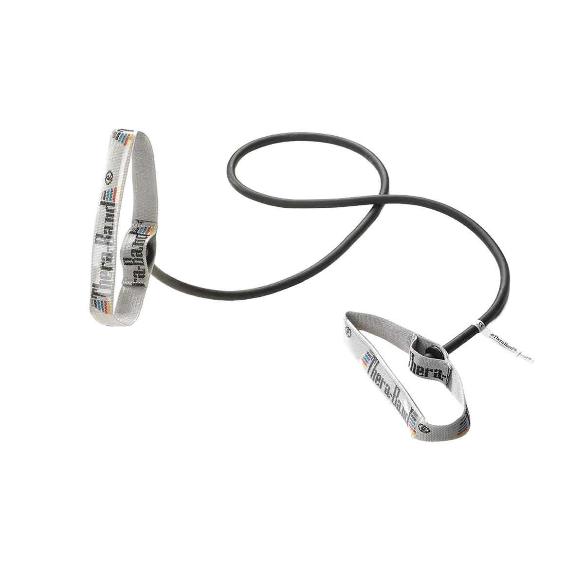 THERABAND Bodytrainer Tubing in schwarz mit flexiblen Griffen auf transparentem Hintergrund. #farbe_schwarz