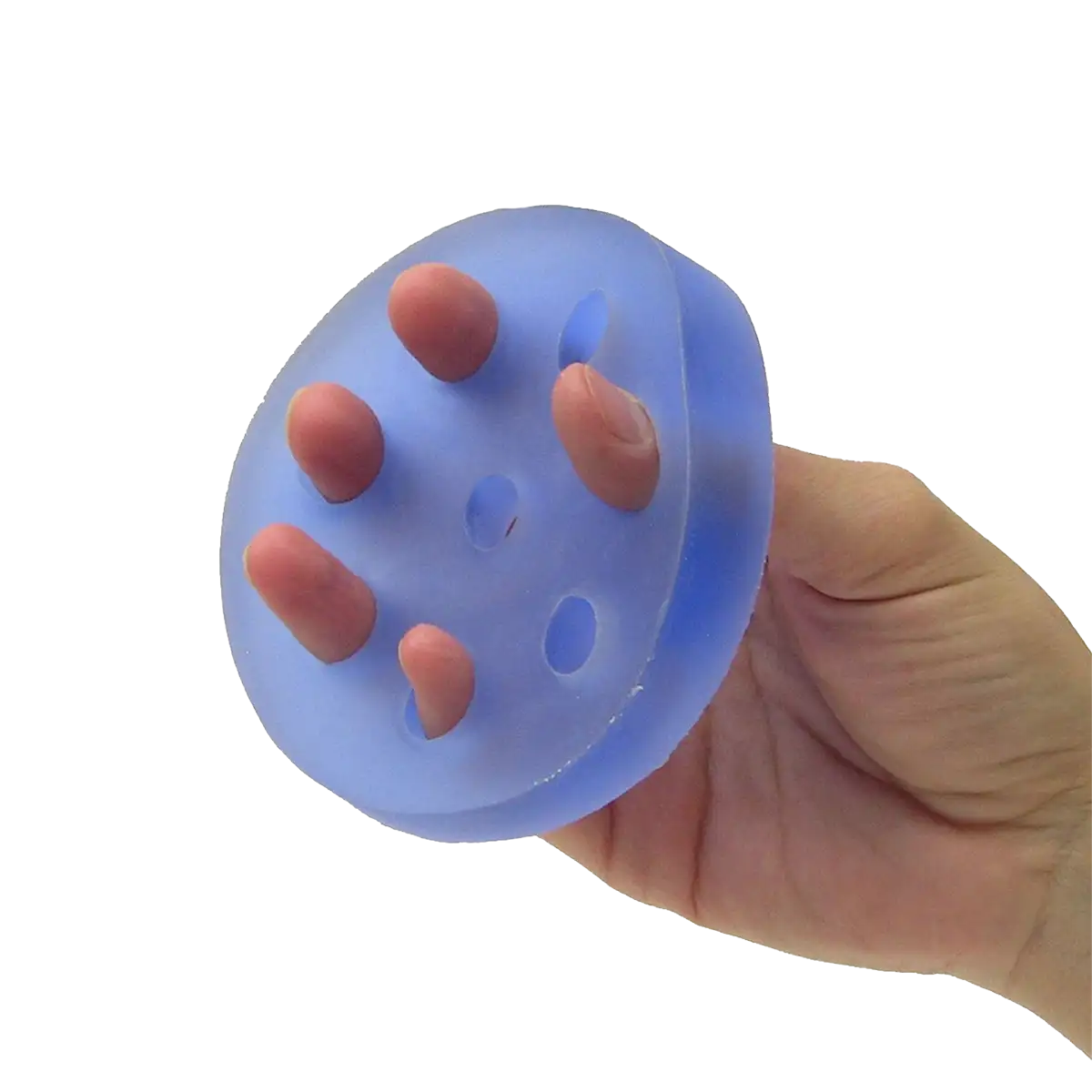 Nahaufnahme TheraBand Hand XTrainer in blau in Anwendung. #farbe_blau