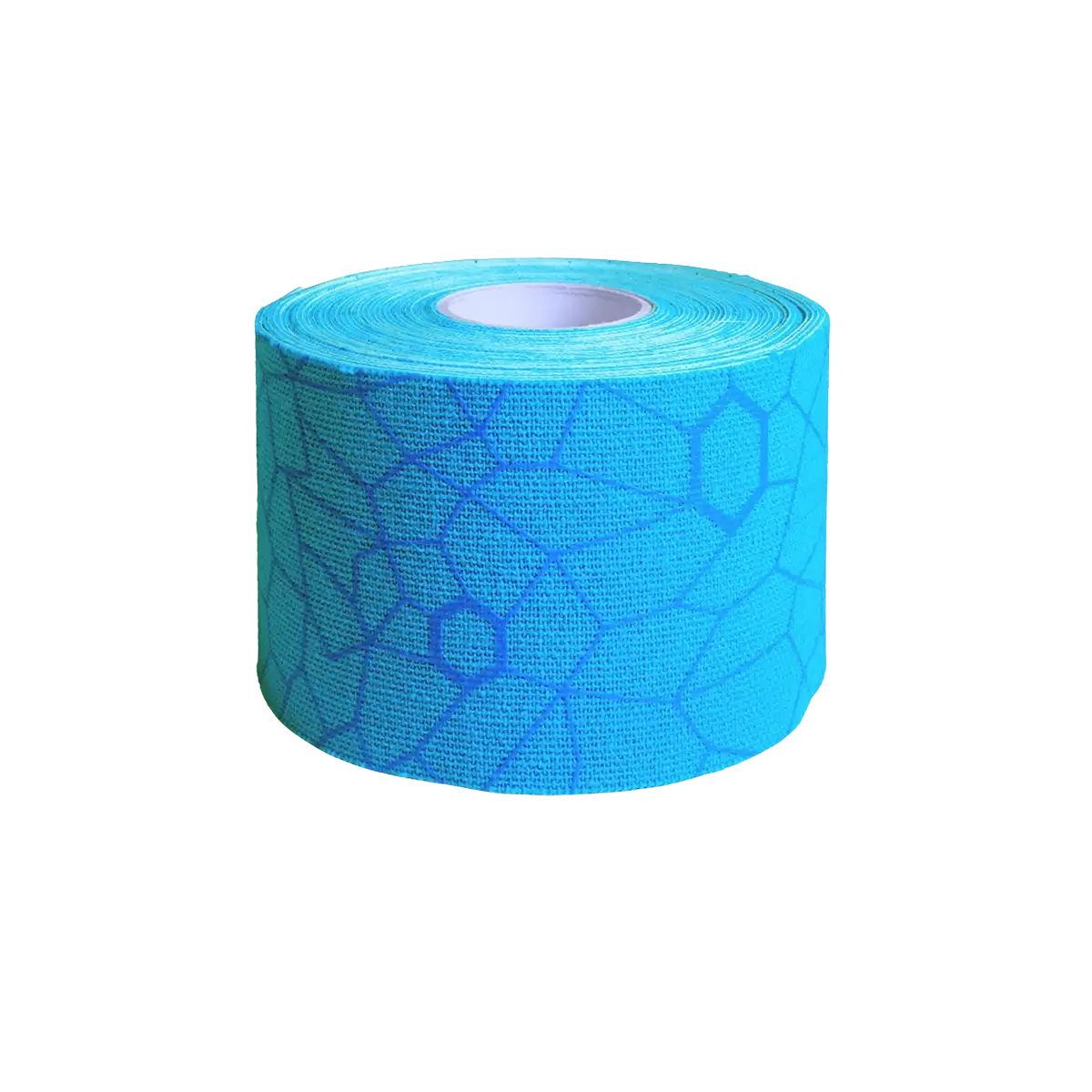 Rolle TheraBand Kinesiology Tape in blau mit strukturierter Oberfläche, freigestellt vor transparentem Hintergrund. #farbe_blau