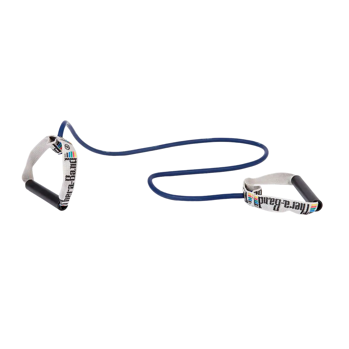 TheraBand Tubing mit festen Griffen (blau) auf transparentem Hintergrund. #farbe_blau