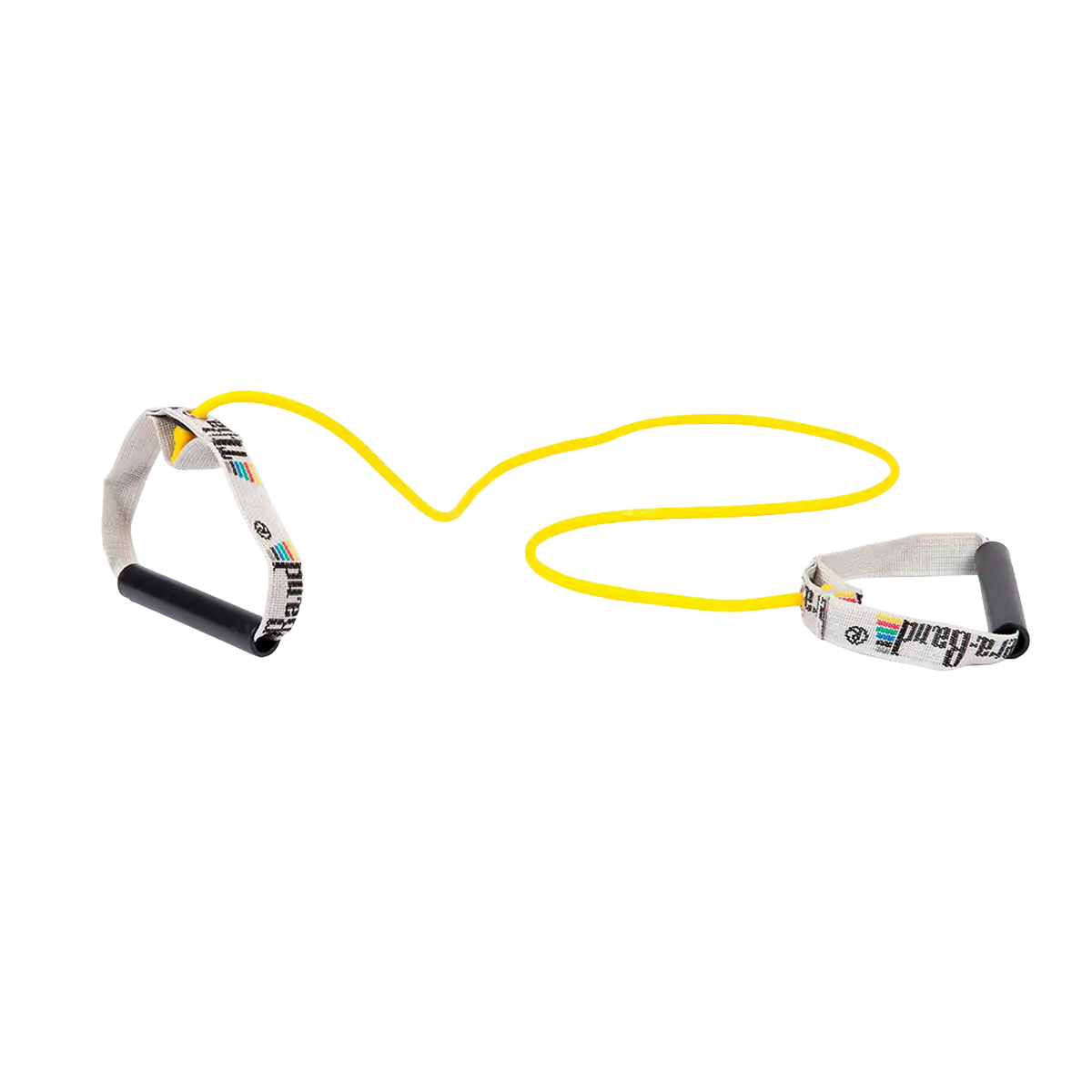 TheraBand Tubing mit festen Griffen (gelb) auf transparentem Hintergrund. #farbe_gelb