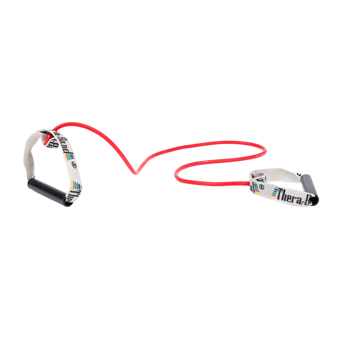TheraBand Tubing mit festen Griffen (rot) auf transparentem Hintergrund. #farbe_rot