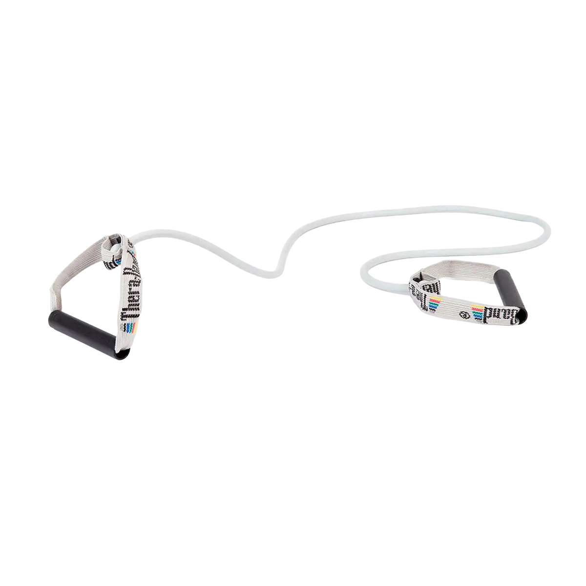 TheraBand Tubing mit festen Griffen (silber) auf transparentem Hintergrund. #farbe_silber
