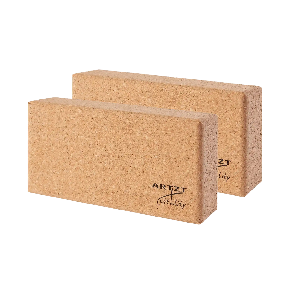 Produktbild mit zwei ARTZT vitality Yoga Blöcke Kork