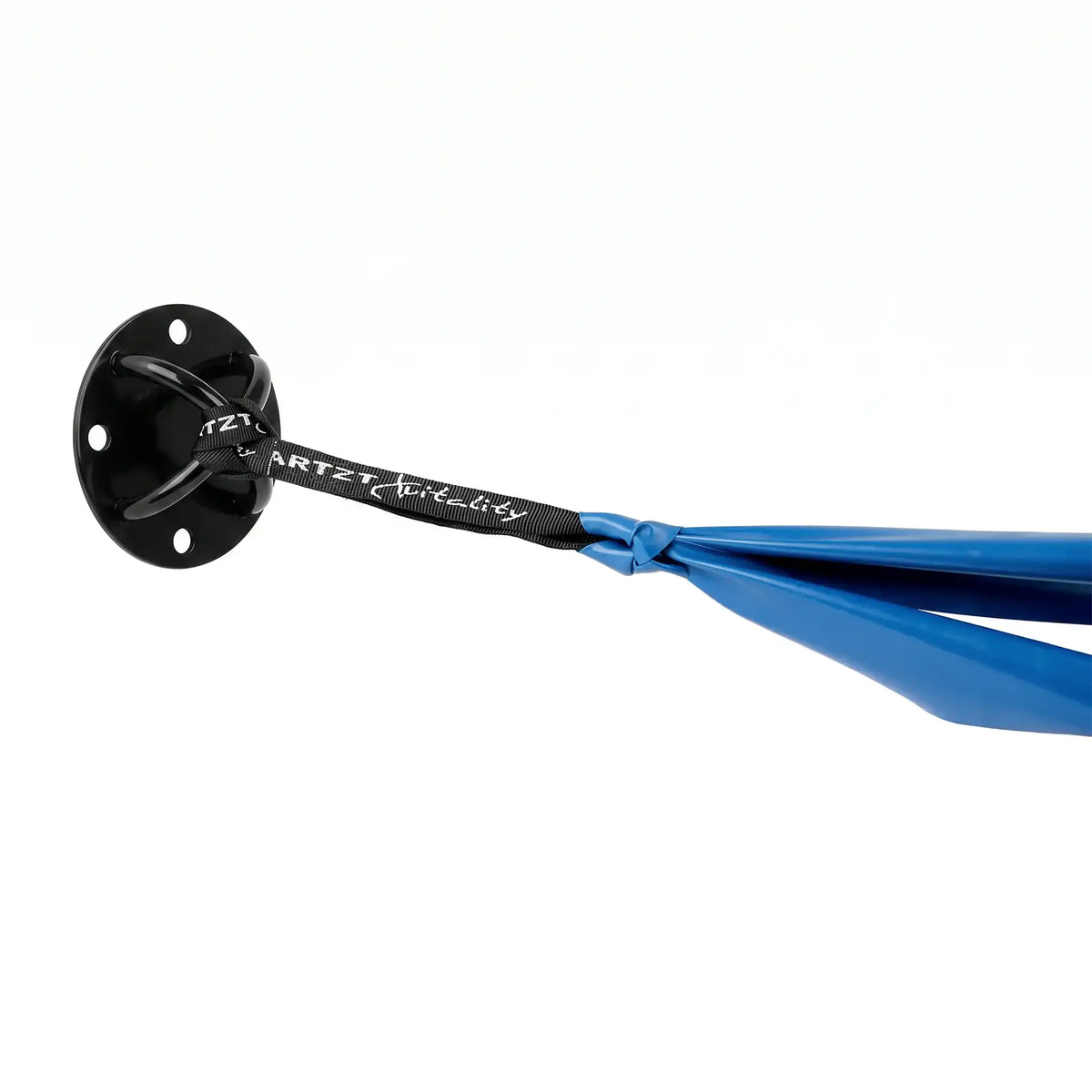 ARTZT thepro Wall Mount Wandhalterung – Nahaufnahme der Verankerung mit verknotetem ARTZT vitality Widerstandsband in blau und Schlaufe