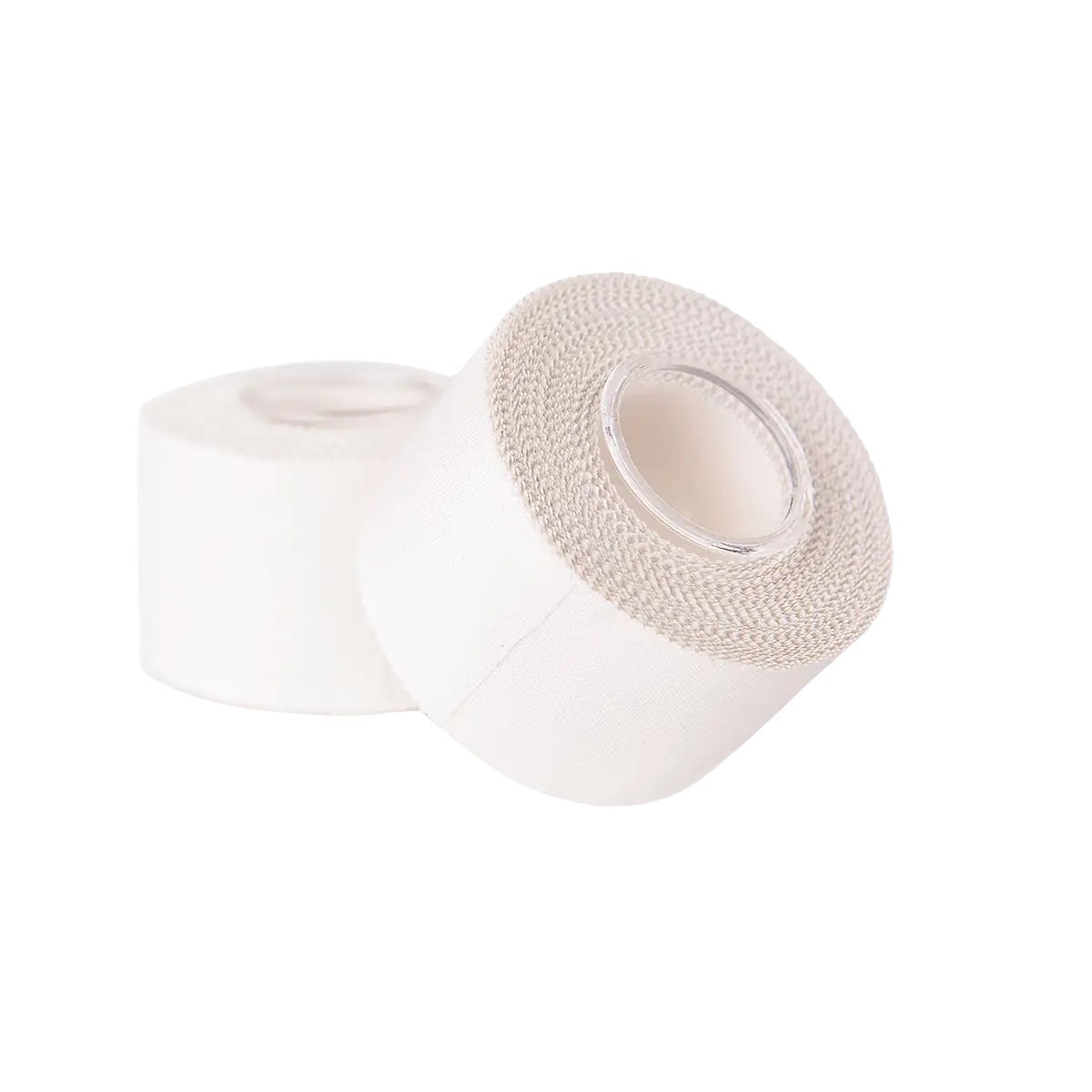 Zwei Rollen weißes Sport Tape der Marke ARTZT thepro mit fester, textiler Struktur; das Tape ist kompakt aufgerollt und eignet sich für funktionelle Verbände, Gelenkstabilisierung und sportmedizinische Anwendungen.