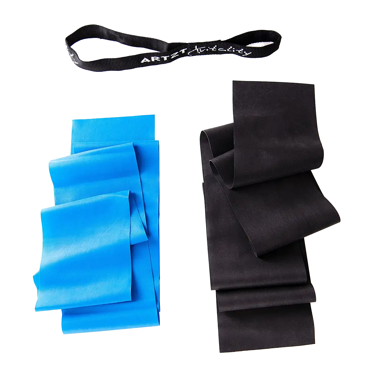 ARTZT vitality Übungsband PLUS in blau und schwarz sowie eine Schlaufe auf transparentem Hintergrund