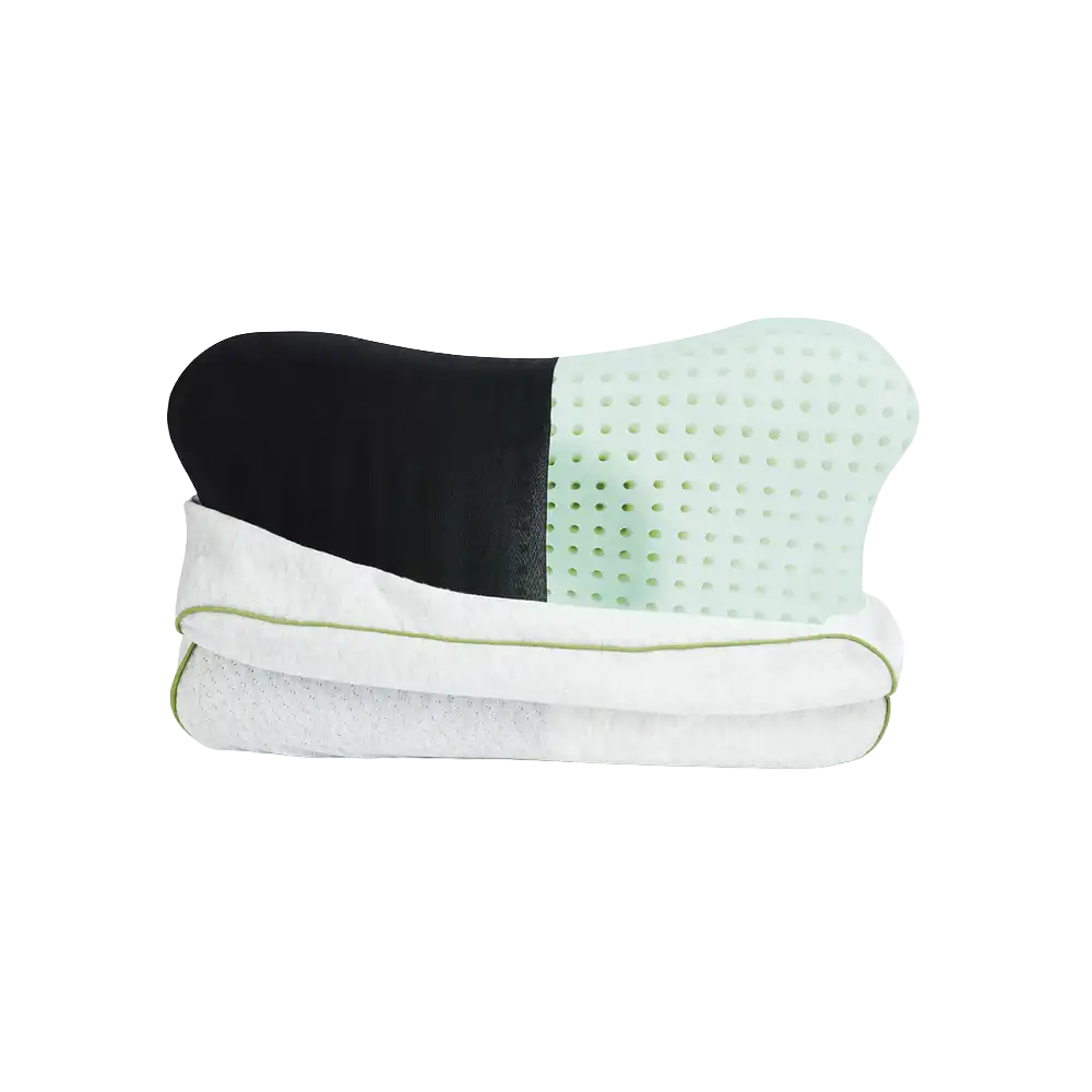 Blackroll Recovery Pillow, bei dem der Bezug zur Hälfte abgezogen wurde