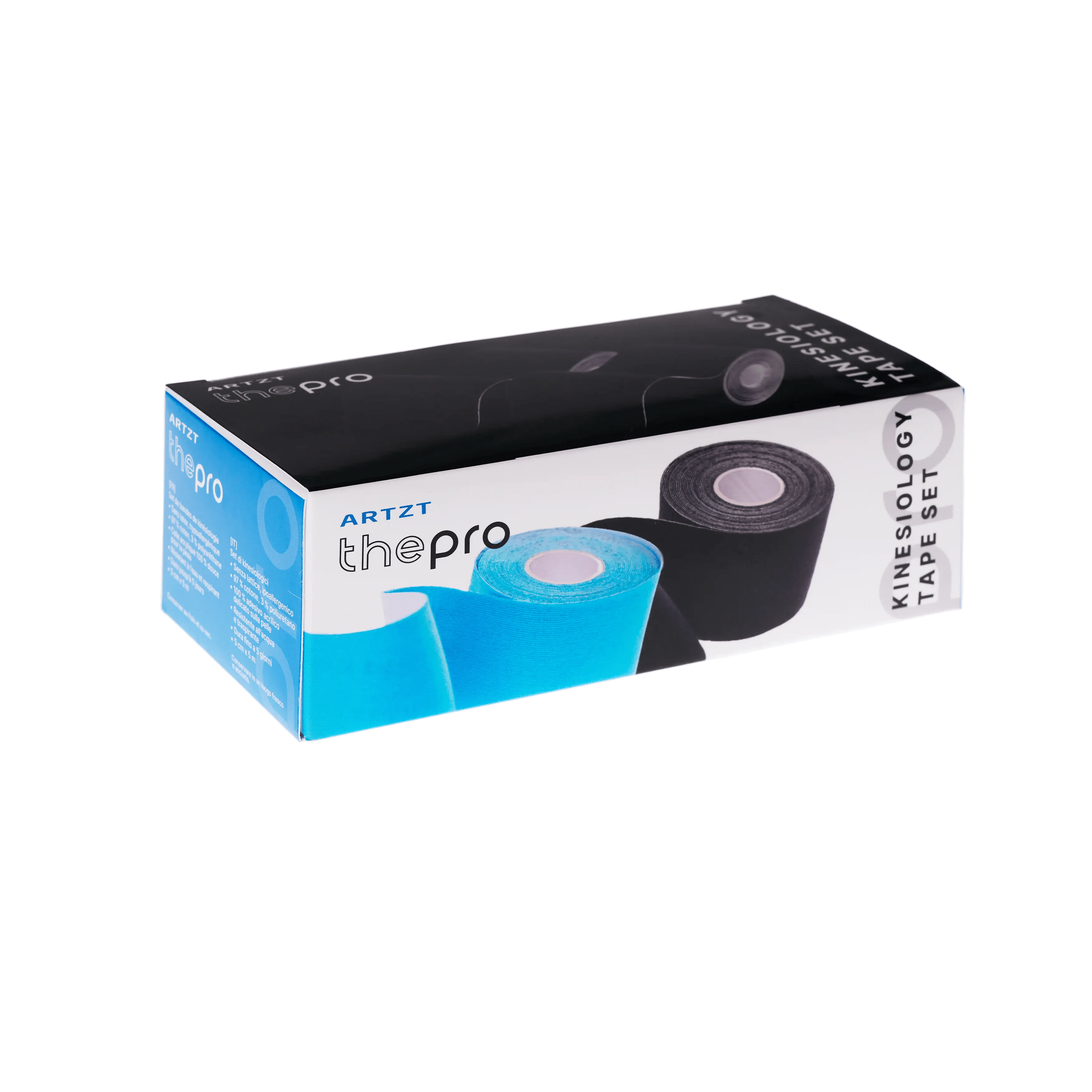 Kinesiologisches Tape 2er Set Kinesiologisches Tape ARTZT thepro Blau + Schwarz  