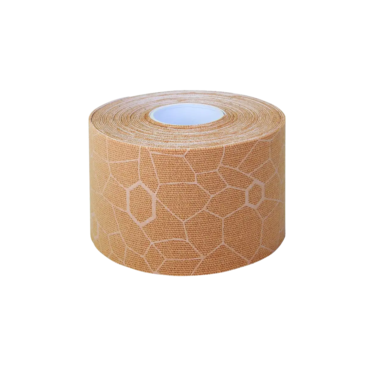 Rolle TheraBand Kinesiology Tape in natur mit strukturierter Oberfläche, freigestellt vor transparentem Hintergrund. #farbe_natur