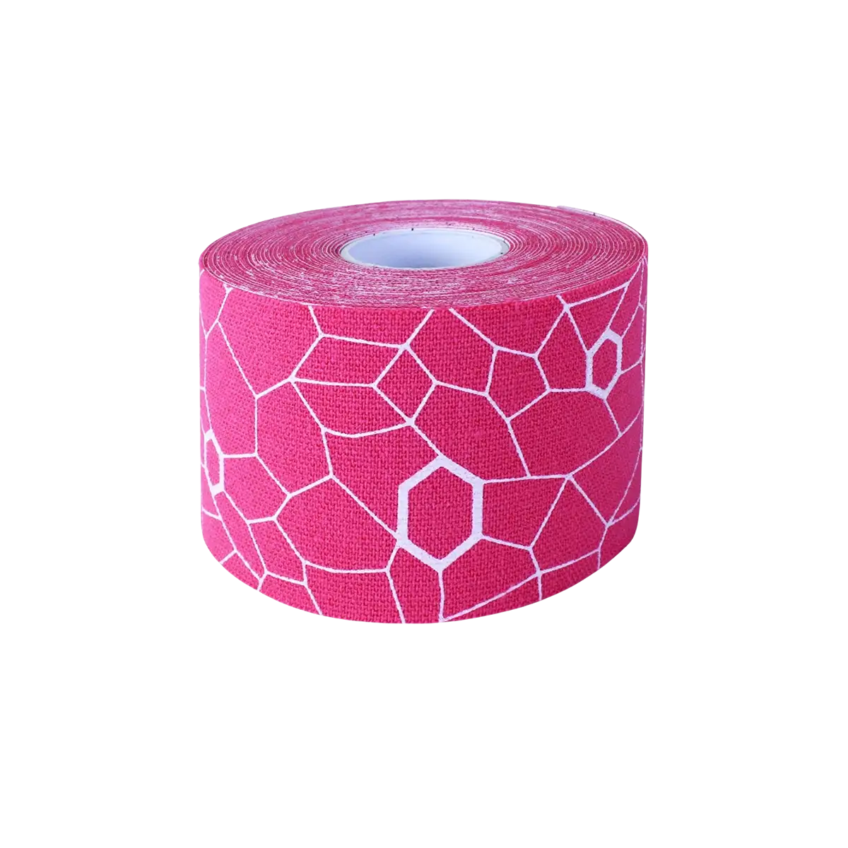 Rolle TheraBand Kinesiology Tape in pink mit strukturierter Oberfläche, freigestellt vor transparentem Hintergrund. #farbe_pink